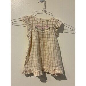 NWT Easy Peasy Brown Plaid 100% Organic Cotton Dress - 9M